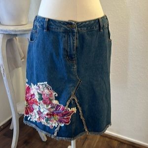 Embellished denim skirt